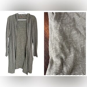JOHNNY WAS Pete & Greta Duster Hooded Open Front Cardigan Women’s S Striped Gray